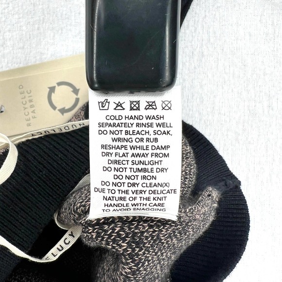 NUDE LUCY ACTIVE Knit Crop Top Womens Small Granite Black Shirt Workout NWT - Picture 13 of 16